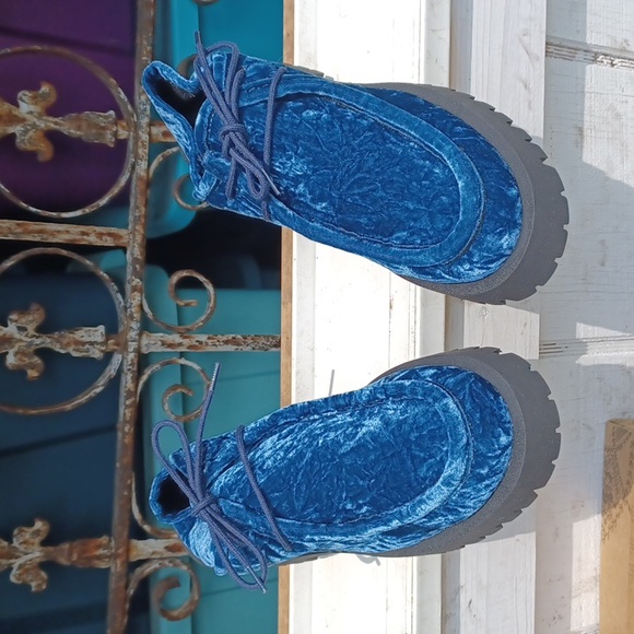 New W Box Free People Convertible Oxfords Velvet Blue - Picture 8 of 11